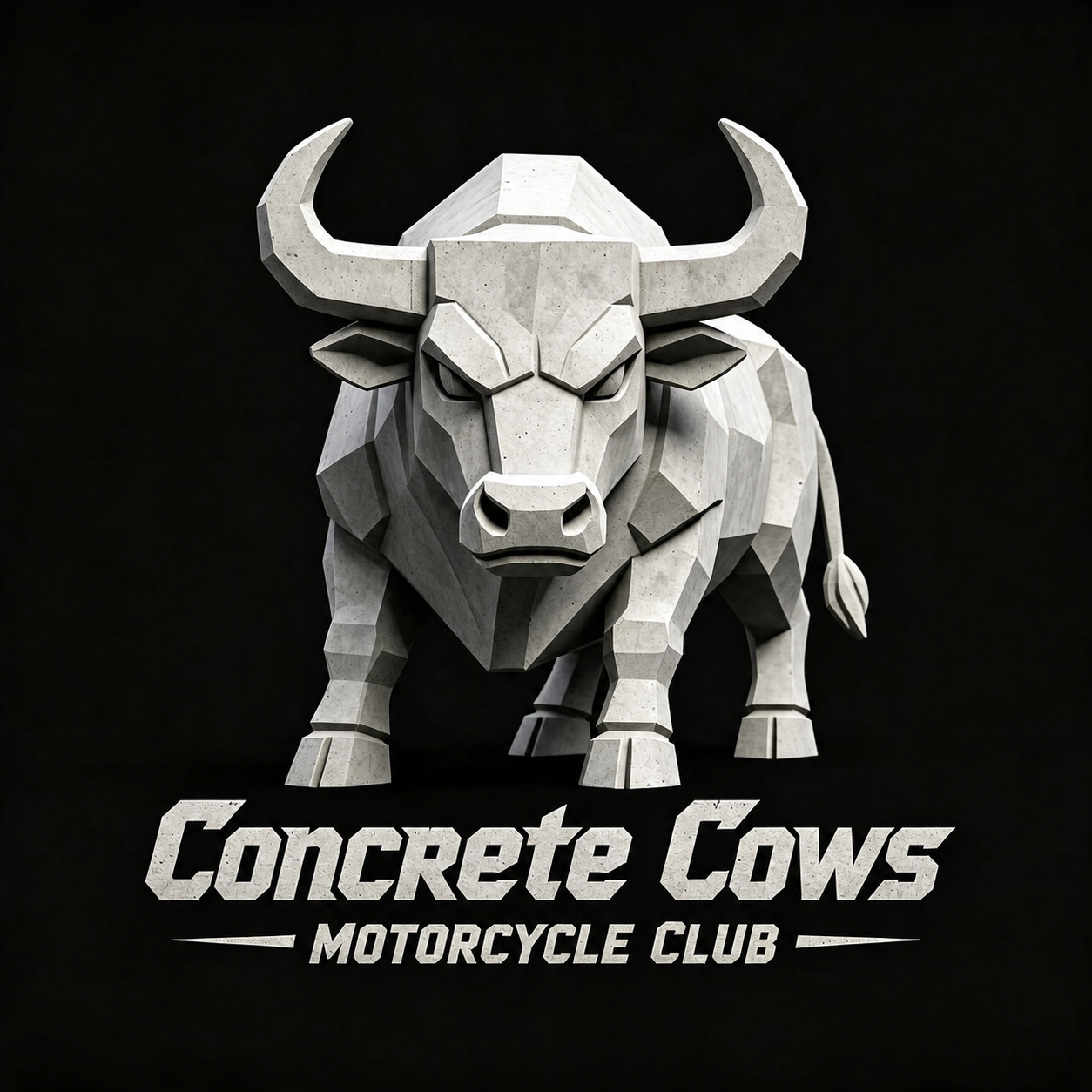 Concrete Cows Motorcycle Club full-body bull logo